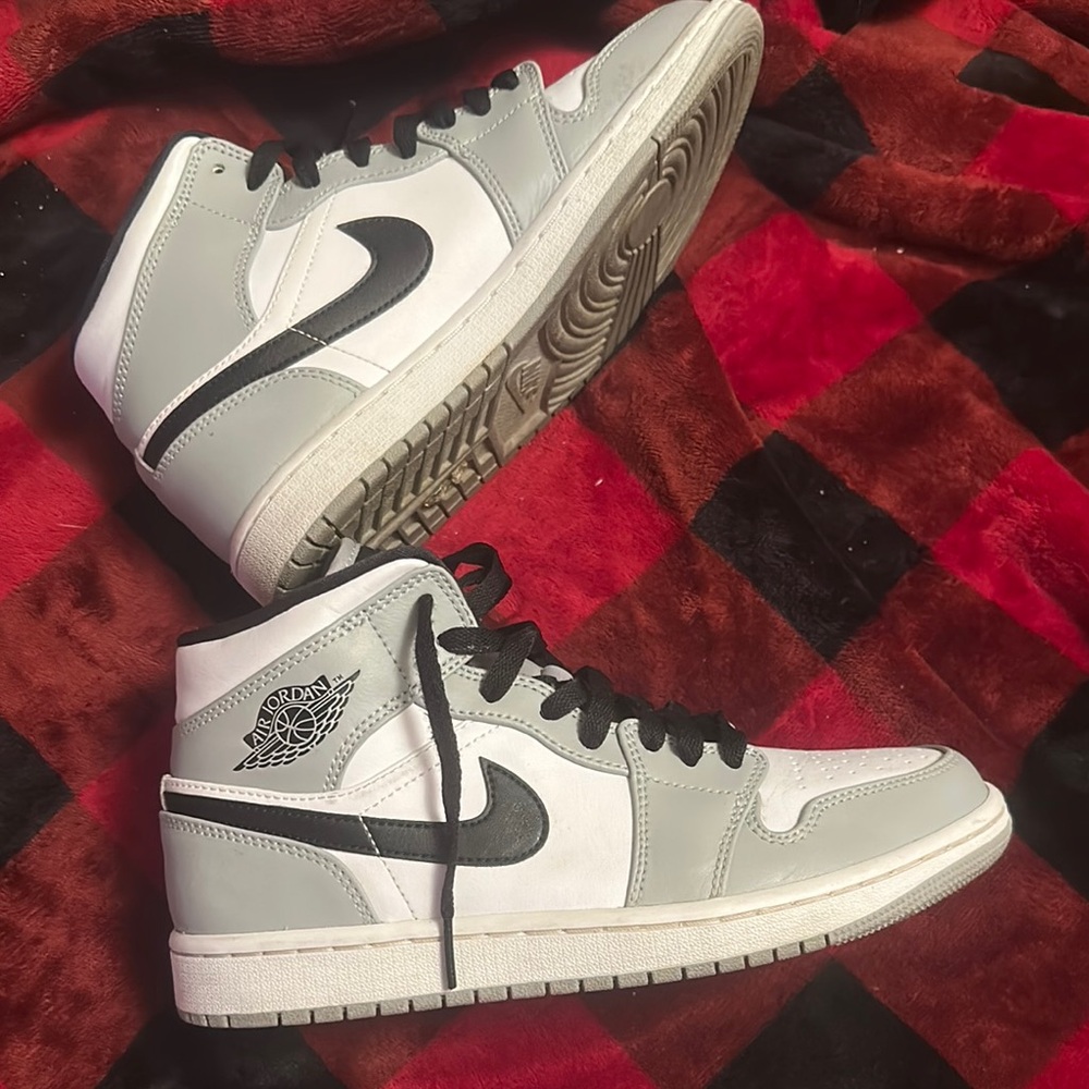Air Jordan High-Top Sneakers in Gray and White